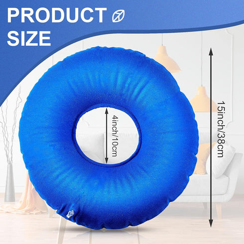 Zonon 2 Pieces Inflatable Donut Car Seat Inflatable Donut Cushion 15 Inch Round Ring Cushion for Tailbone Portable Pillows for Home Office Chair W...