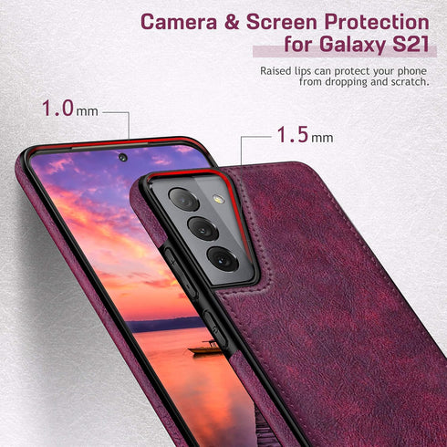 LOHASIC Galaxy S21 5G Case for Women, Slim Leather Elegant Luxury PU Flexible Bumper Rugged Non-Slip Grip Shockproof Full Body Protective Cover Ph...