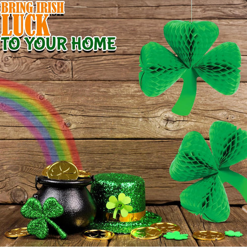 St. Patrick's Day Shamrock Tissue Hanging Decor (Set of 3) Seasonal Party Decor...