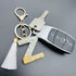 Backpack Keychains gifts for Women Initial Letter Keychain for Cute Car key White Pink Tassel Bling crystal shiny...