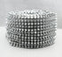 2/3 Yard Silver Sew Stitch On Pointed Spike Stud Cone Flatback Punk Rock Trim Mesh Bead Craft(Silver)...