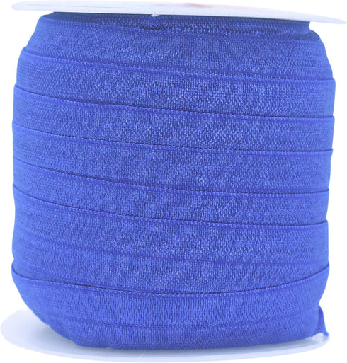 Mandala Crafts 5/8 Inch Royal Blue Fold Over Elastic Ribbon - 20 Yards FOE Foldover Stretchy Ribbon Band for Hair Ties, Headbands, Hair Bows, and ...