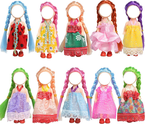 Doll Clothes and Accessories - 3 inch Mini Doll - Handmade Doll Clothes for Gift, Include 10 Pieces Girl Small Dolls - 10 Sets Doll Clothes and 10...