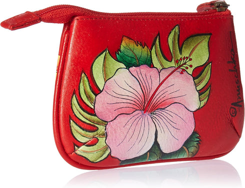 Anuschka Women’s Hand-Painted Genuine Leather Medium Zip Pouch - Coin and Key Pouch - Zippered, 2 Key Fobs...