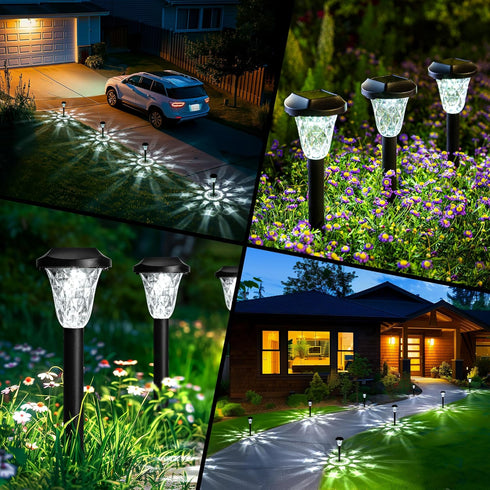 GIGALUMI Solar Outdoor Lights,Solar Lights Outdoor Waterproof 2 Pack,Cool White Solar Pathway Lights for Outside,Outdoor Lights Solar Powered Gard...
