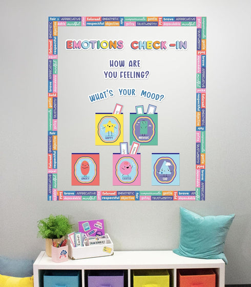 Carson Dellosa Pre-Punched We Stick Together 46-Piece Emotions Check-in Bulletin Board Set, Calming Corner Accents, Feelings Chart, Mood Board and...