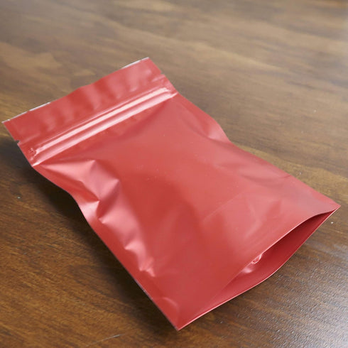 QQ Studio Pack of 100 Matte/Glossy Color Stand-Up Foil Resealable Zipper Pouches (3.9" x 5.9", Matte Red)...
