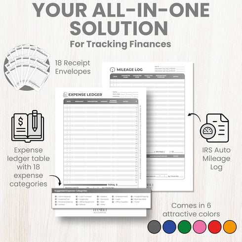 Extra Large Receipt Envelope & Receipts Organizer (Pack of 18) - Efficiently Manage Business Expenses & Log Mileage Trips - 12.8" × 9.0" Inches, G...