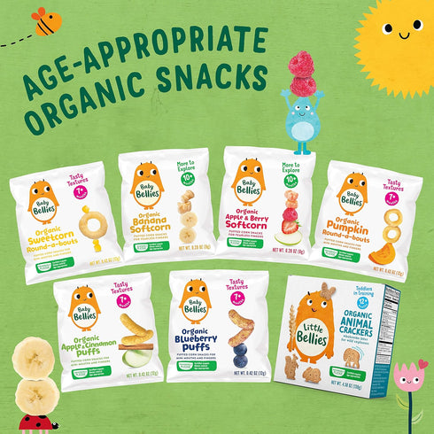 Little Bellies Organic Animal Crackers Toddler Snack (Pack of 5 x 4.58 oz Individual Packs)...