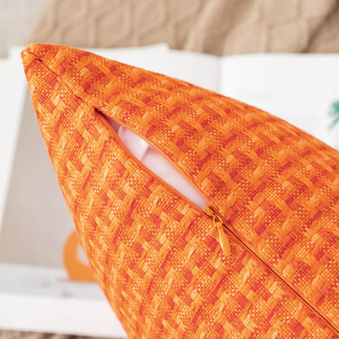 UGASA Outdoor Waterproof Pillow Covers Pack of 2 Weaving Texture Water Resistant Outside Decorative Pillow Cases for Patio Garden Porch Yard Bench...