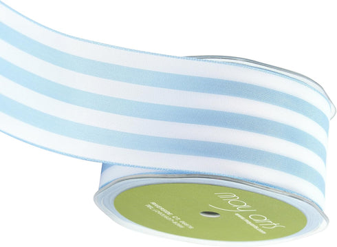 May Arts 2-Inch Wide Ribbon, Light Blue and White Stripe...