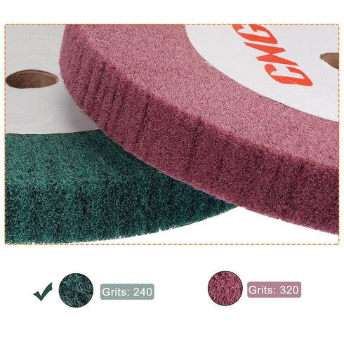 uxcell 150mm x 25mm 240 Grit Non-Woven Polishing Burnishing Wheel Nylon Wire Drawing Abrasive Flap Wheel for Stainless Steel Copper Green...