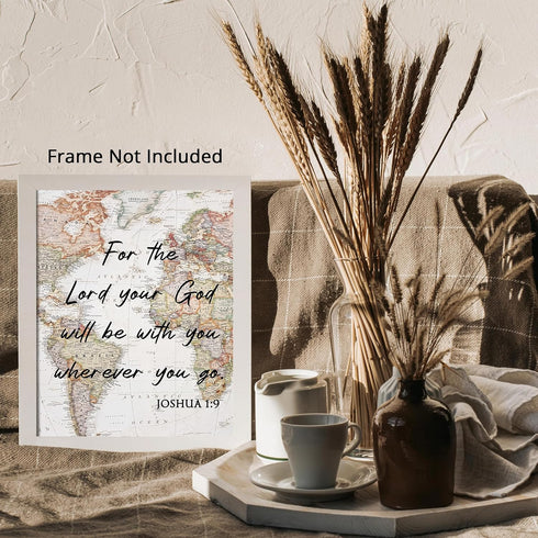Posterizer 1 pcs-Joshua 1:9 Bible Verse-The God Will Be With You-Religious Posters-Map Art-Gifts for Christians-Decor for Church, Sunday School Cl...