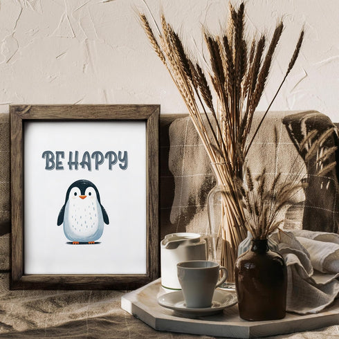 Posterizer 1 pcs-Be happy-cute penguin quote-Kids Room Art-Motivational & Inspirational Art-Gift for Daughter, Son, Kids-decor for nursery toddler...