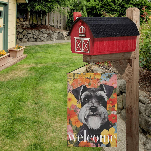 Miniature Schnauzer Spring Garden Flag,Art Nouveau Dog Yard Flag,Retro Floral House Flag,Welcome Spring Garden Decor,Dog Lover Housewarming Gift 1...