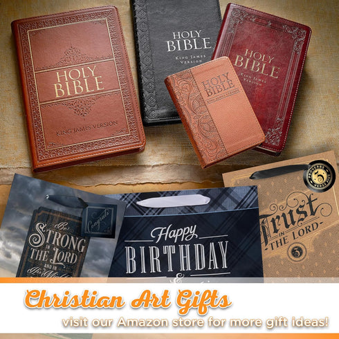 Christian Art Gifts Landscape Gift Bag with Card and Tissue Paper Set - Happy Birthday and Many More, Black and Navy Blue Plaid, Large...