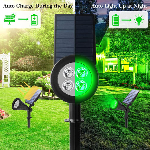 T-SUN Solar Spotlight LED Outdoor Wall Light, IP65 Waterproof, Auto-on At Night/Auto-off by Day, 180°angle Adjustable for Tree, Patio, Yard, Garde...