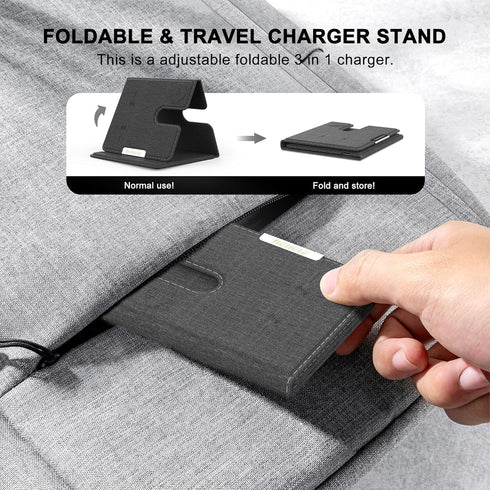 3 in 1 Wireless Charging Station for Multiple Devices, Foldable Travel Wireless Charger for iPhone 15 14 13 12 11 Pro Max IWatch 2-8 Series AirPod...