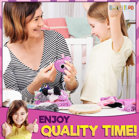 CRAFTILOO 3Pcs of Embroidery Punch Needle kit for Kids Mini Pillows Googly Heart Owl Rainbow Needlepoint Craft Embroidery Pen Needle Punch Kit Art...