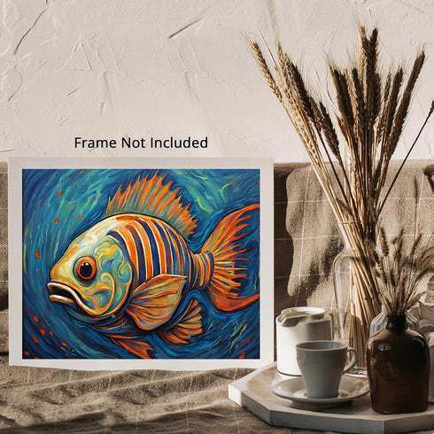 Posterizer 1 pcs- Abstract print of an orange fish in the sea-Art for Animal Lovers-Abstract & Modern Art- Gift for Men Women Entrepreneur -Decor ...