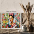 Posterizer 1 pcs- Frida Kahlo inspied art with floral background-Famous Figures Art Collection-Abstract & Modern Art- Living Room Bedroom Decor- u...