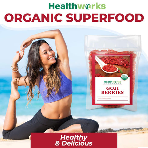 Healthworks Superfoods Organic Dried Goji Berries - 8 Oz - 1 Pack - Vegan and Non-GMO -Certified Organic Raw Sun-Dried Goji Berries...