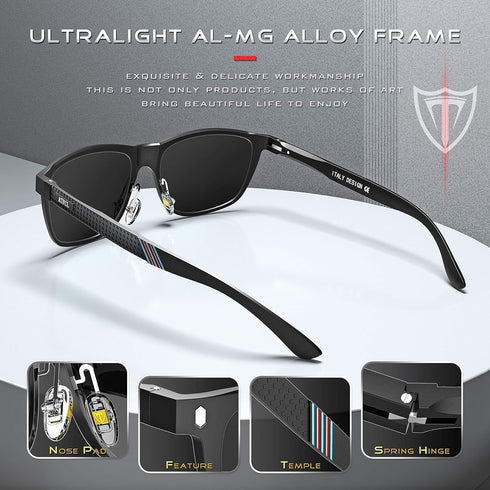 ATTCL Men's Driving Polarized Sunglasses For Men - Al-Mg Metal Frame Ultra Light...