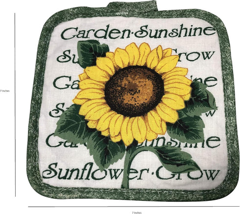 Set of Four Pot Holders for Kitchen (Sunflower)...