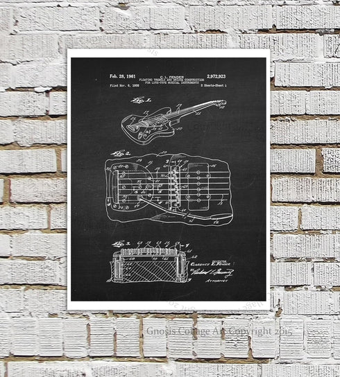 Gnosis Picture Archive Guitar Wall Decor Posters Set of 4 Unframed Art Prints...
