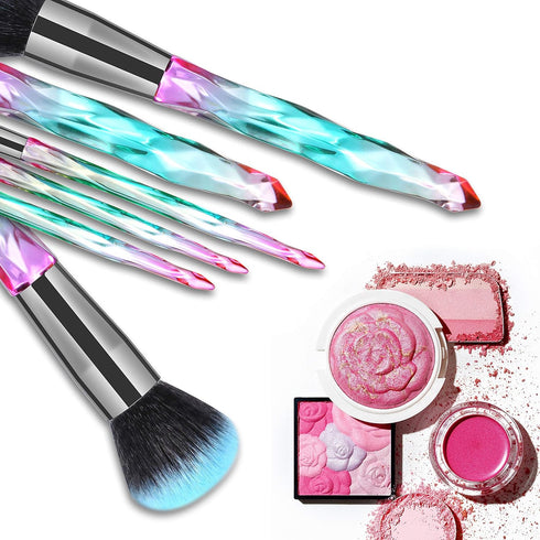 DUAIU Makeup Brushes 15pcs Premium Synthetic Bristles Crystal Handle Set Kabuki Foundation Brush Face Lip Eye Makeup Brush Sets Professional with ...