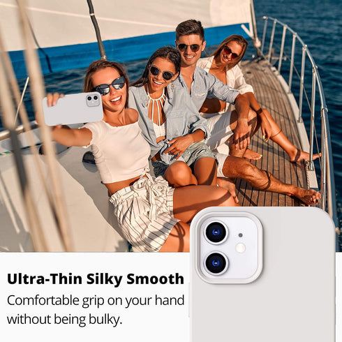 IceSword iPhone 12 Mini Case White, Thin Liquid Silicone Case, Matte Pure White, Soft Silk Microfiber Cloth, Gel Rubber Full Body, Cool Protective...