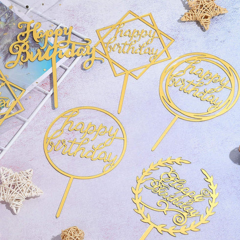 12 Pieces Acrylic Happy Birthday Cake Topper Glitter Birthday Cupcake Topper Pick Decorations for Birthday Party Cake Desserts Pastries, 6 Styles ...