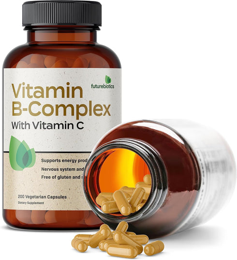 Futurebiotics Vitamin B Complex with Vitamin C Supports Energy Production, Nervous System & Immune Support - Non-GMO, 200 Vegetarian Capsules...