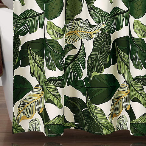 Lush Decor Tropical Paradise Shower Curtain - Fabric Leaf Rainforest Island Print Design, 72" x 72", Green...