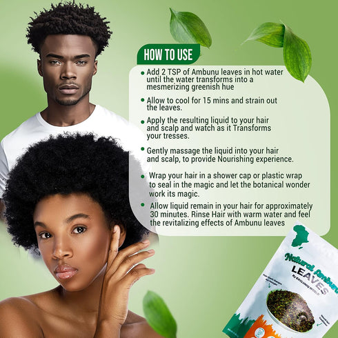 Natural Ambunnu Leaves by Excluniq World 50g pack | Herbal Hair Detangler, Shampoo & Conditioner for Dry and Damaged Hair | African Traditional Sc...