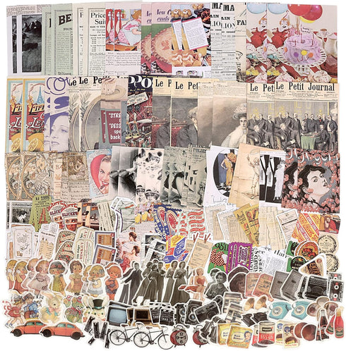 Draupnir 200pcs Vintage Junk Journal Supplies,Scrapbook Supplies Scrapbooking Paper and Stickers Ephemera for Art Aesthetic Journaling Kit Collage...
