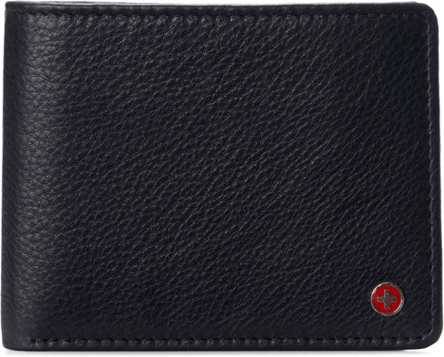 Alpine Swiss RFID Protected Mens Spencer Leather Wallet Bifold 2 ID Windows Divided Bill Section Comes in Gift Box...
