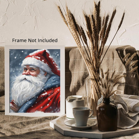 Posterizer 1 pcs-Santa Clause in snowy winter-in oil painting style-2-Holiday Poster Collection-Landscape & Nature Art-Living Room Bedroom Decor- ...