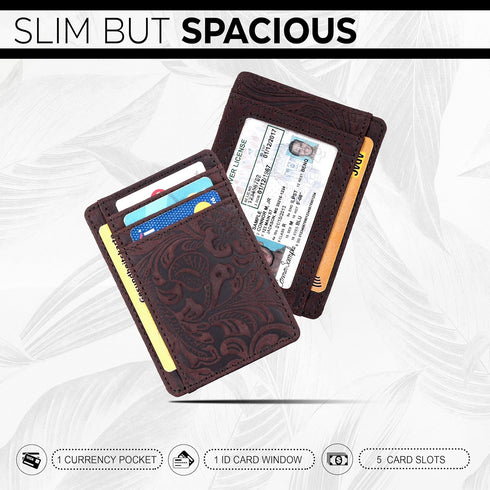 Real Leather Slim Minimalist Wallet for Men and Women -RFID Blocking Front Pocket Thin Credit Card Holder Stylish Wallets...