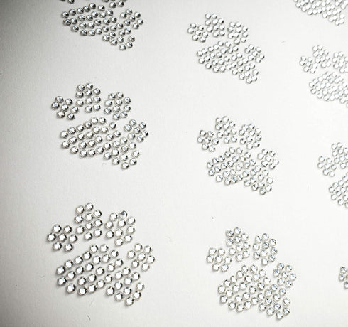 Set of 12 Small Paw Print | 1.5" Each | Clear Rhinestone Iron on Hotfix Bling DIY with Extra Paw Print...