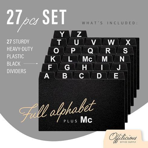 27 Black Index Card Dividers 3x5" - Large Index Cards for Index Card Box, Index Card Organizer, Index Cards Holder - Alphabetical File Dividers, R...