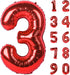 40 inch red big number 3 birthday party decoration foil polyester film balloons anniversary party wedding for girls and boys digit 3...