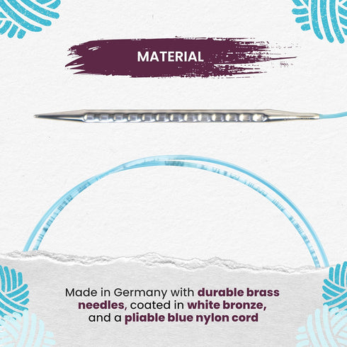 skacel by addi Circular Knitting Needles, 16 Inch (40 cm) Rocket 2 (Squared) Plated Brass Knitting Needle Pair with Nylon Cord, 2.5 mm (US Size 1)...