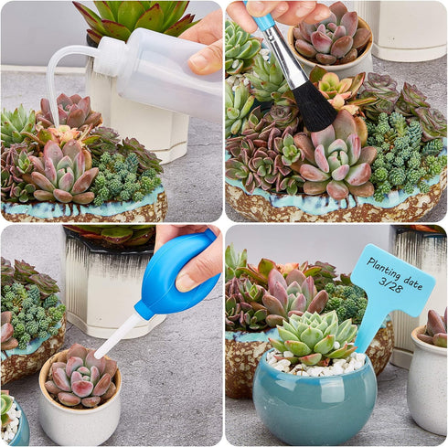 Succulent Tools,19 Pcs Mini Garden Tools Set,Transplanting Tools Miniature Succulent Hand Tools Set with Plant Potting Tarp Mat, Succulent Kit for...