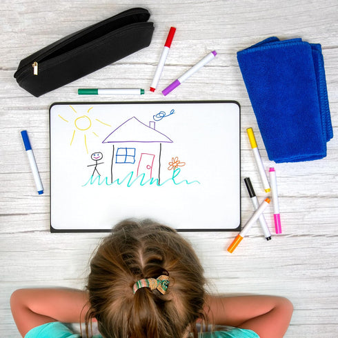 Small Portable Whiteboard With Markers, 9.5 x 6.5 inch, Mini Dry Erase Foldable Drawing Board For Kids Students Teachers, Classroom School Office...
