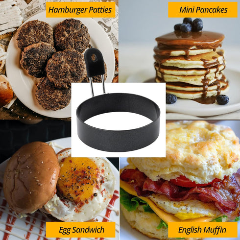 Egg Rings, 3.5'', Nonstick, Professional and Large, Stainless Steel Omelet/Egg Rings For Frying Eggs and Egg Mcmuffins, Egg Mold For Breakfast, Mi...