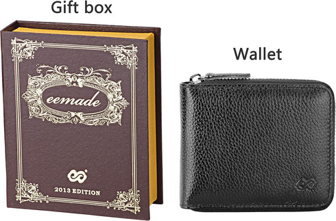 EE Men's Leather Zipper Wallet RFID Blocking Zip Around Wallet Bifold Multi Card Holder Purse black2...