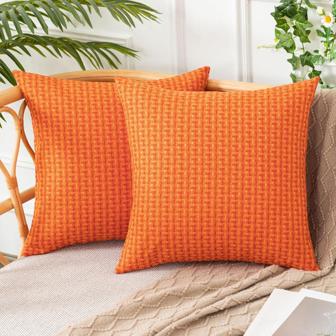 UGASA Outdoor Waterproof Pillow Covers Pack of 2 Weaving Texture Water Resistant Outside Decorative Pillow Cases for Patio Garden Porch Yard Bench...