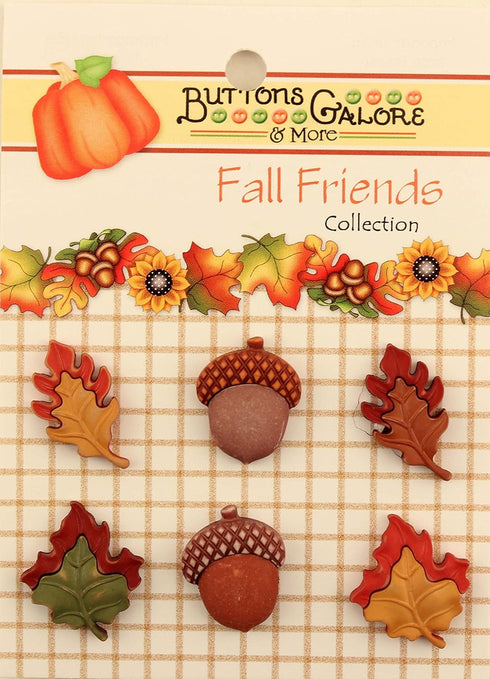 Buttons Galore Fall Friends 3D Buttons-Set of 6 Cards...