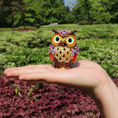 Waltz&F Hollow owl Trinket Box Hinged Hand-painted Figurine Collectible Ring Holder...